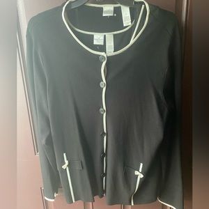 Black and white cardigan with matching tank- bow details 3x